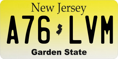 NJ license plate A76LVM