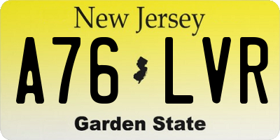NJ license plate A76LVR