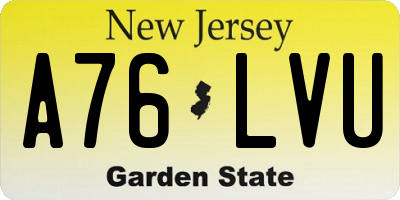 NJ license plate A76LVU