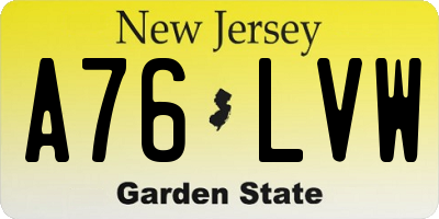 NJ license plate A76LVW