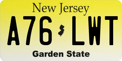 NJ license plate A76LWT