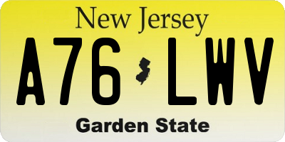 NJ license plate A76LWV