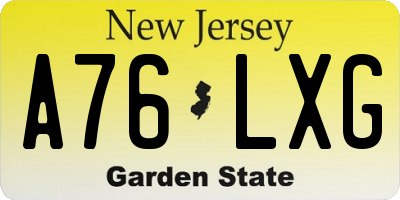 NJ license plate A76LXG