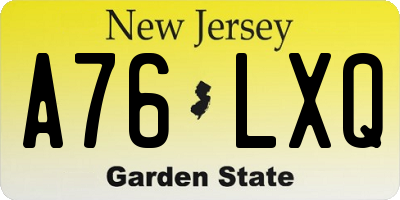 NJ license plate A76LXQ