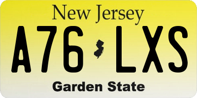 NJ license plate A76LXS