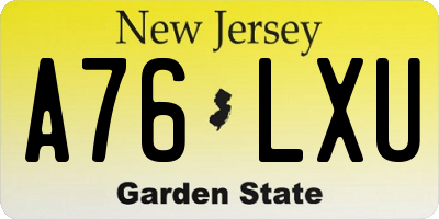 NJ license plate A76LXU