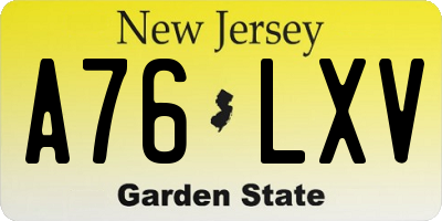 NJ license plate A76LXV