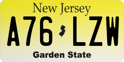 NJ license plate A76LZW