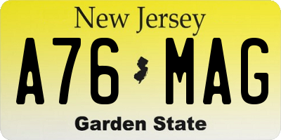 NJ license plate A76MAG