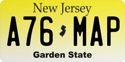 NJ license plate A76MAP
