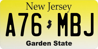 NJ license plate A76MBJ