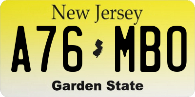 NJ license plate A76MBO