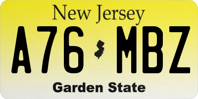 NJ license plate A76MBZ