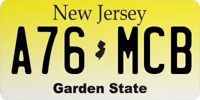 NJ license plate A76MCB