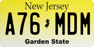 NJ license plate A76MDM