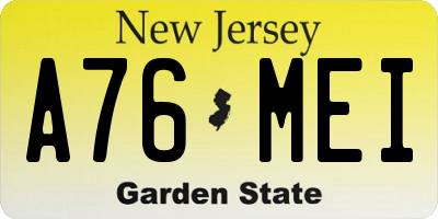 NJ license plate A76MEI