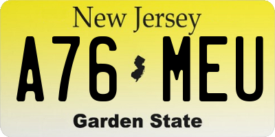 NJ license plate A76MEU