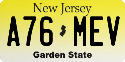 NJ license plate A76MEV