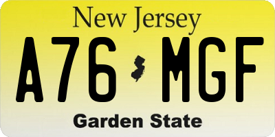 NJ license plate A76MGF
