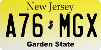 NJ license plate A76MGX
