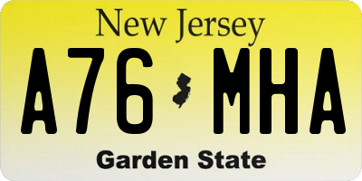 NJ license plate A76MHA