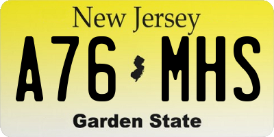 NJ license plate A76MHS