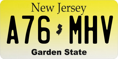 NJ license plate A76MHV
