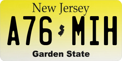 NJ license plate A76MIH