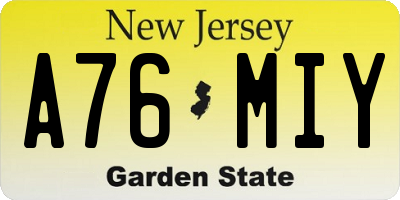 NJ license plate A76MIY
