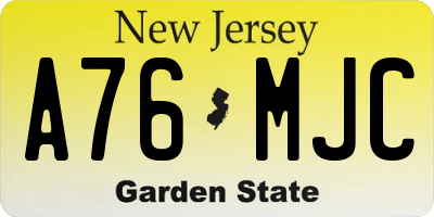 NJ license plate A76MJC