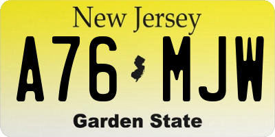 NJ license plate A76MJW