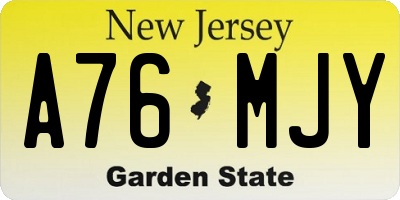 NJ license plate A76MJY