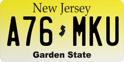 NJ license plate A76MKU