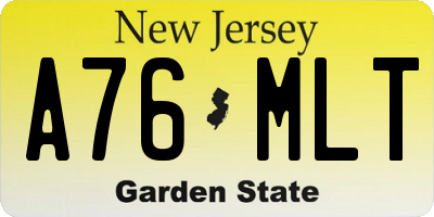 NJ license plate A76MLT