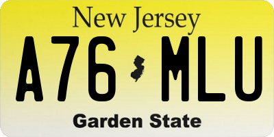 NJ license plate A76MLU
