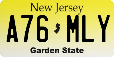 NJ license plate A76MLY