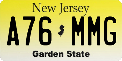NJ license plate A76MMG