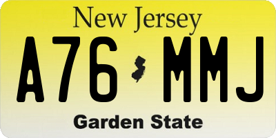 NJ license plate A76MMJ