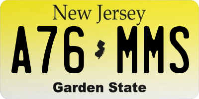 NJ license plate A76MMS