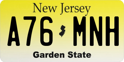 NJ license plate A76MNH