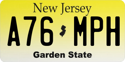 NJ license plate A76MPH