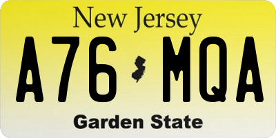 NJ license plate A76MQA