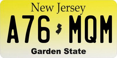 NJ license plate A76MQM