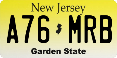 NJ license plate A76MRB