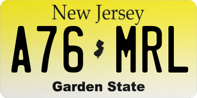 NJ license plate A76MRL