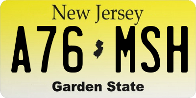 NJ license plate A76MSH