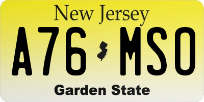 NJ license plate A76MSO
