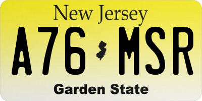 NJ license plate A76MSR