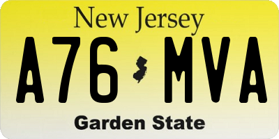 NJ license plate A76MVA