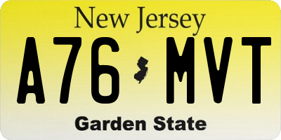 NJ license plate A76MVT